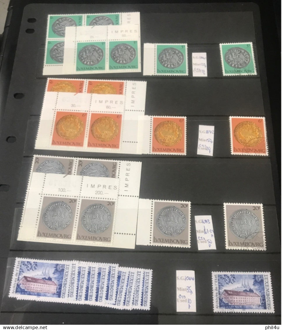 Luxembourg MNH and used stamps on stock sheets with duplicate sets price to sell always welcome your offers