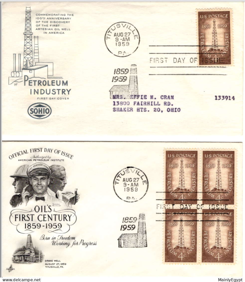 USA - 1959 - 2 FDS'c Petroleum Industry - Oil Well F056 - Autres & Non Classés