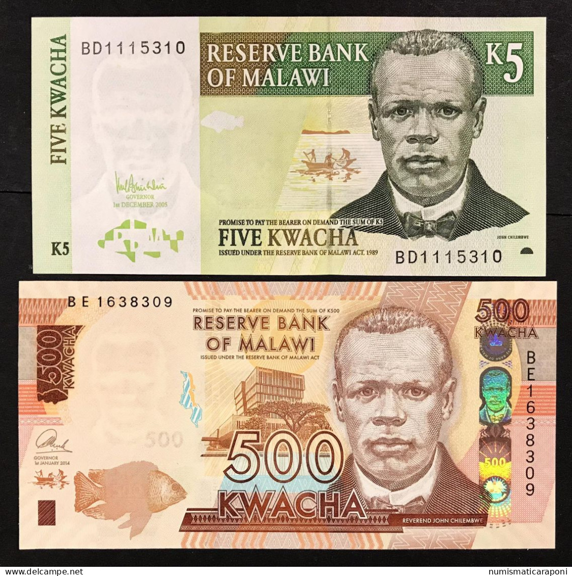 MALAWI 5 KWACHA  20005 + 500 2014 Fds UNC  LOTTO 4032 - Malawi