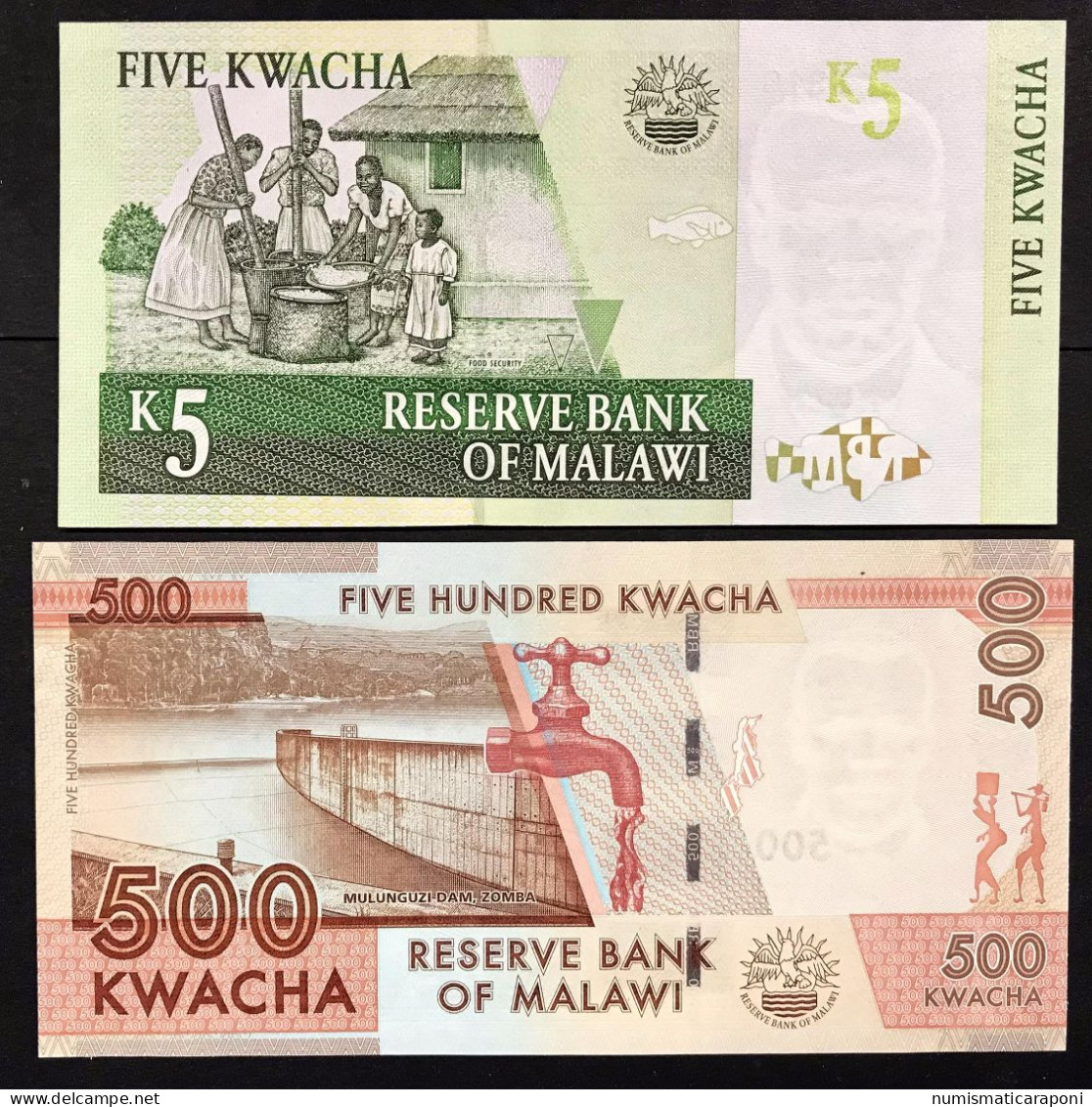 MALAWI 5 KWACHA  20005 + 500 2014 Fds UNC  LOTTO 4032 - Malawi