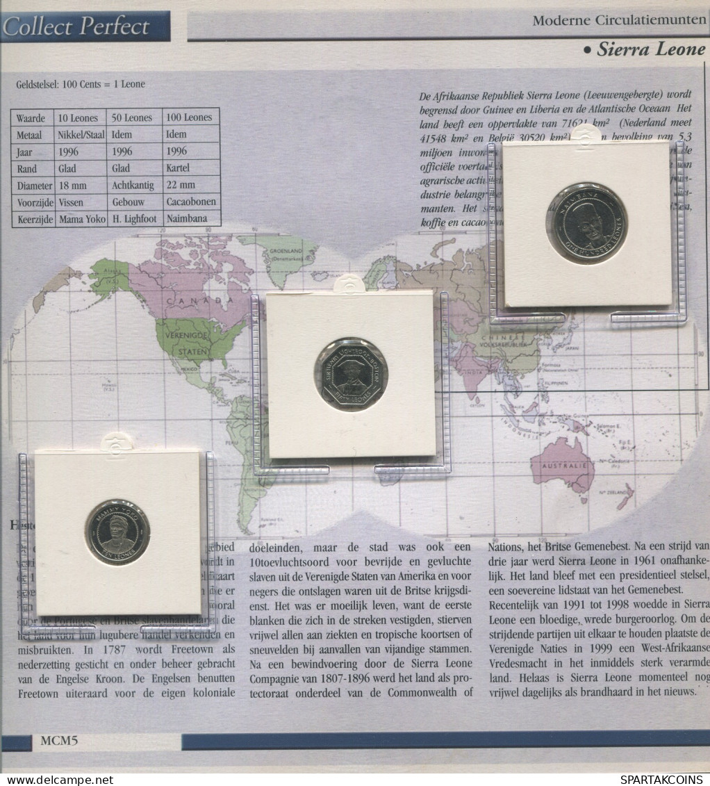 SIERBA LEONA SIERRA LEONE 1996 Moneda SET 10. 50. 100 LEONES UNC #SET1173.5.E - Sierra Leone