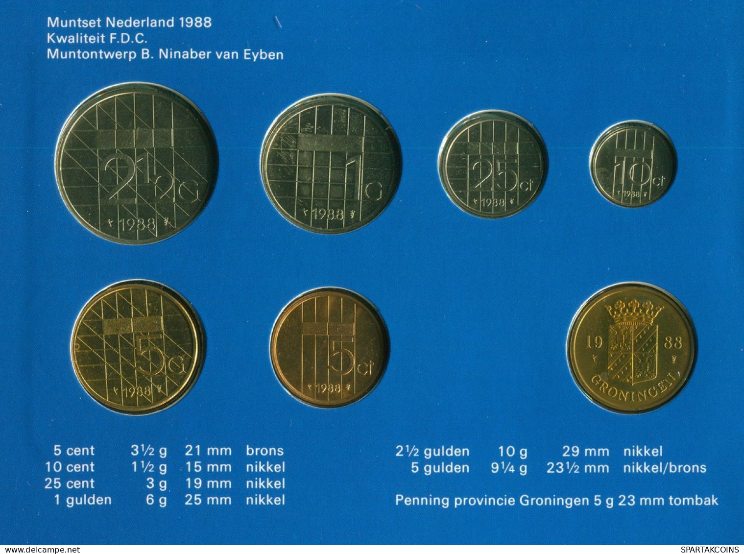 NEERLANDÉS NETHERLANDS 1988 MINT SET 6 Moneda + MEDAL #SET1105.7.E - Jahressets & Polierte Platten