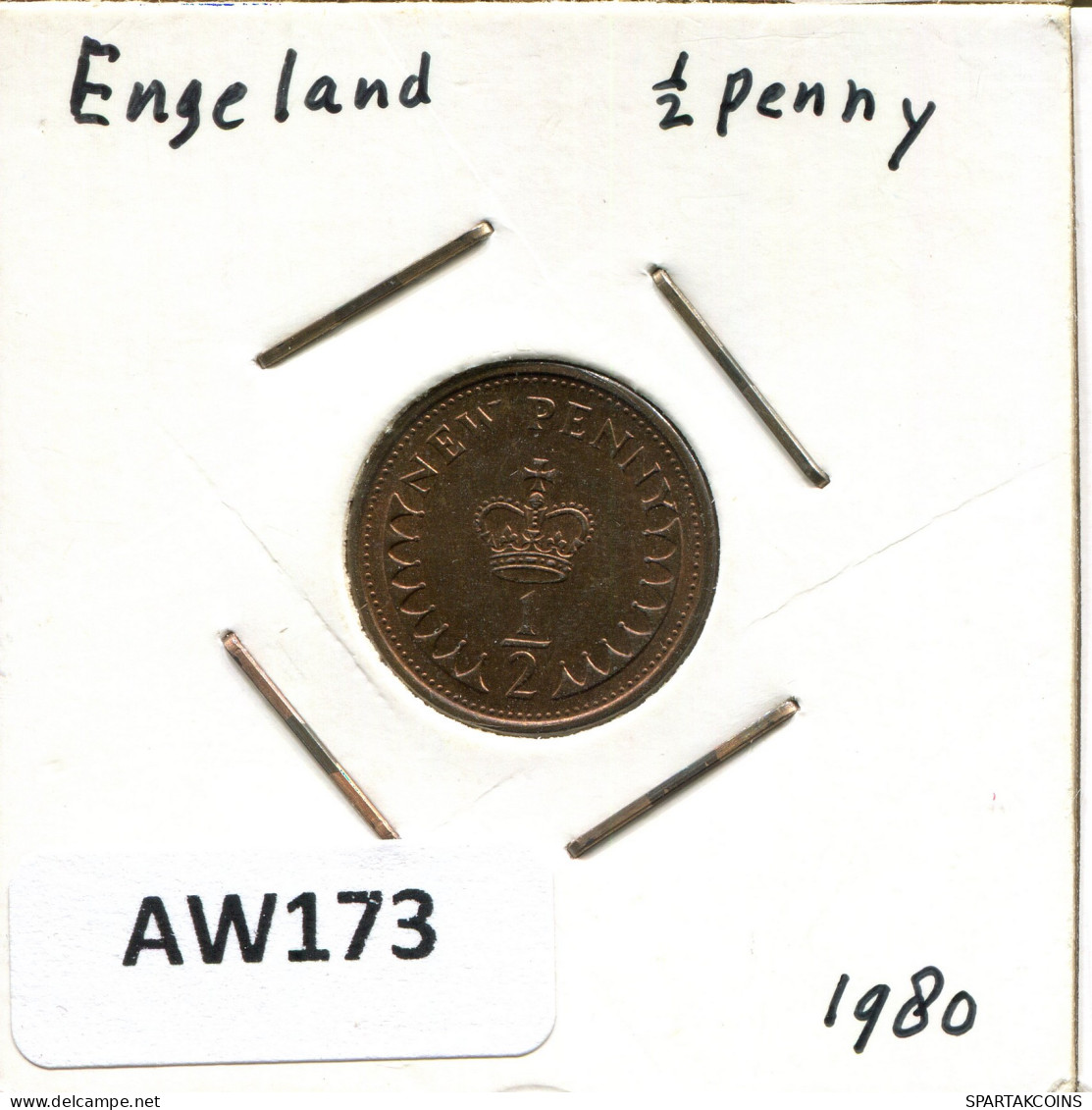 HALF PENNY 1980 UK GBAN BRETAÑA GREAT BRITAIN Moneda #AW173.E - 1/2 Penny & 1/2 New Penny