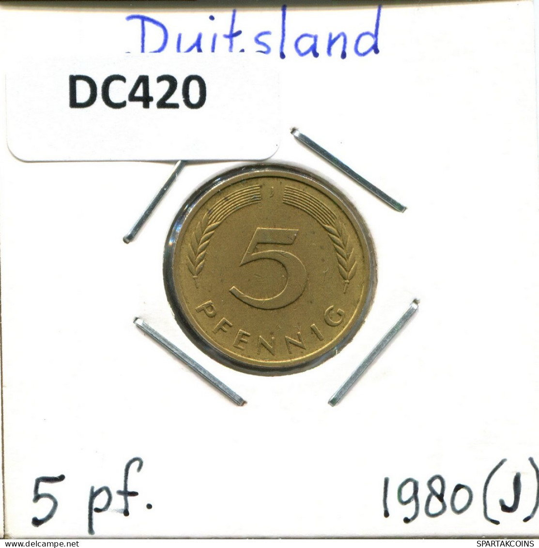 5 PFENNIG 1980 J BRD ALEMANIA Moneda GERMANY #DC420.E - 5 Pfennig