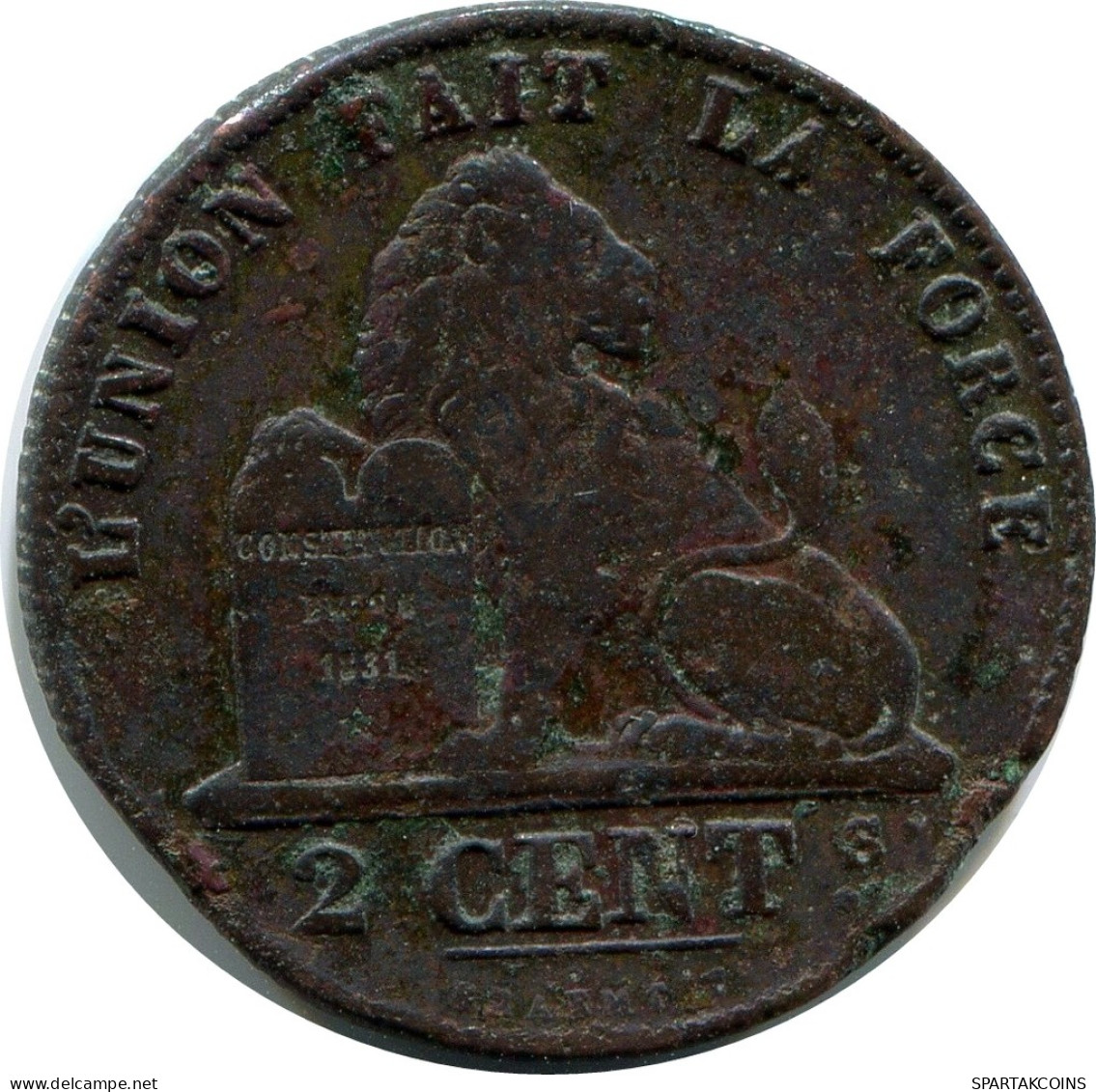 2 CENTIMES 1845 FRENCH Text BÉLGICA BELGIUM Moneda #BA434.E - 2 Cents