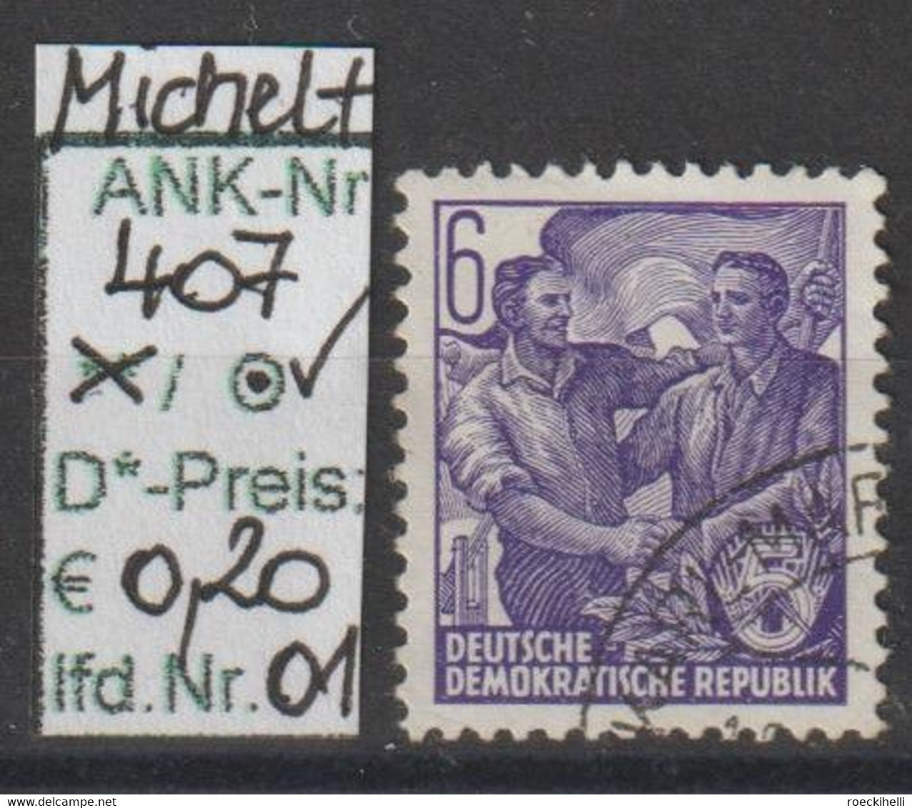 1953/54 - DDR - FM/DM "5-Jahres-Plan-Serie II" 6 Pfg. Bl'violett - O Gestempelt - S. Scan (407o  01-03 Ddr) - Gebraucht