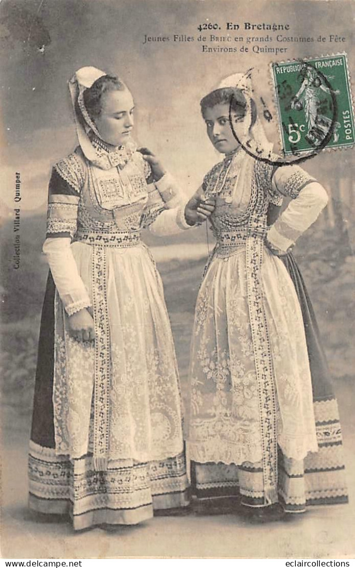 Briec         29       Jeunes Filles En Costumes Des Grandes Fêtes  - 2 Cartes Dont Une Avec Trou D'album    (voir Scan) - Autres & Non Classés