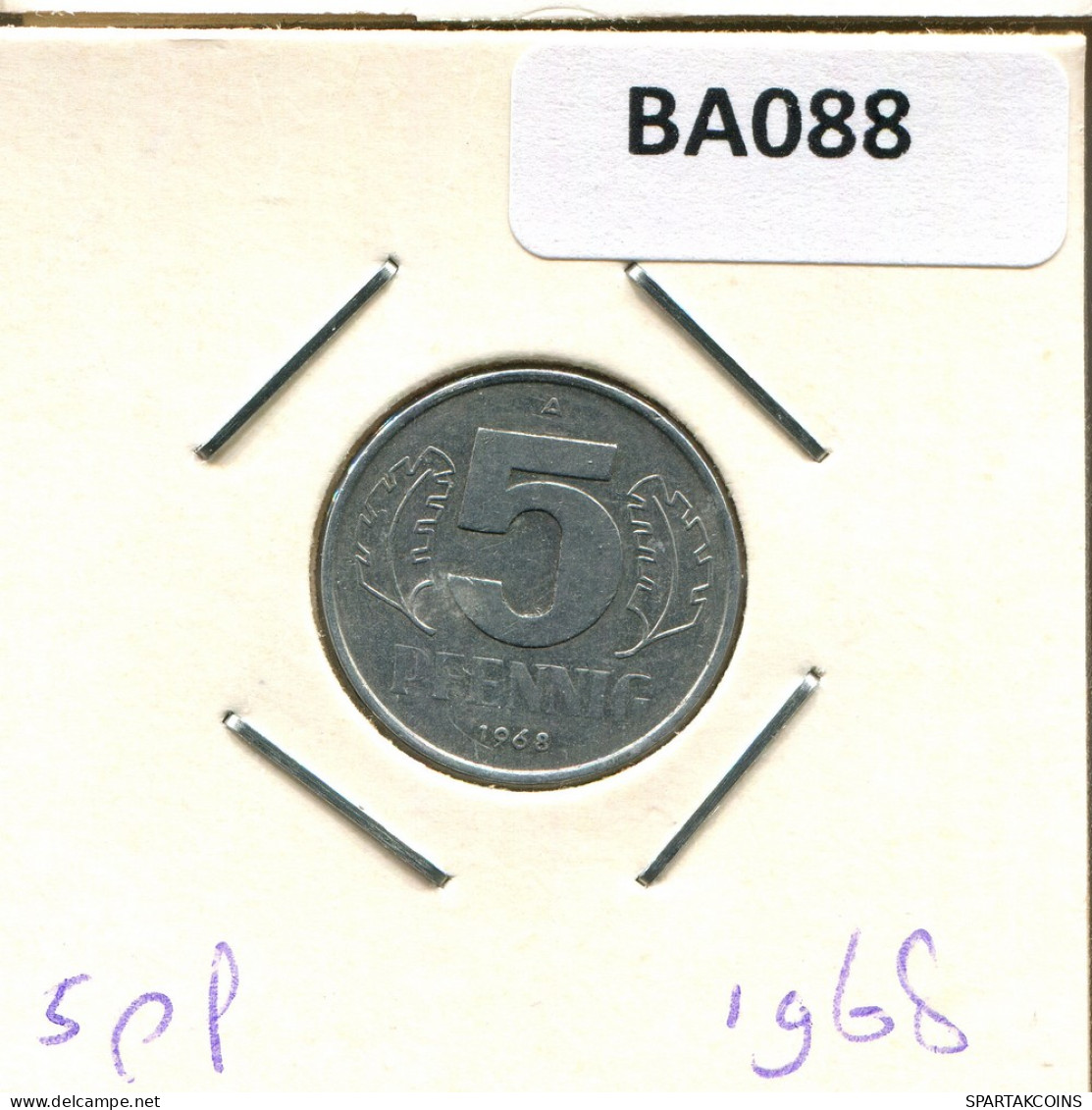 5 PFENNIG 1968 A DDR EAST ALLEMAGNE Pièce GERMANY #BA088.F - 5 Pfennig