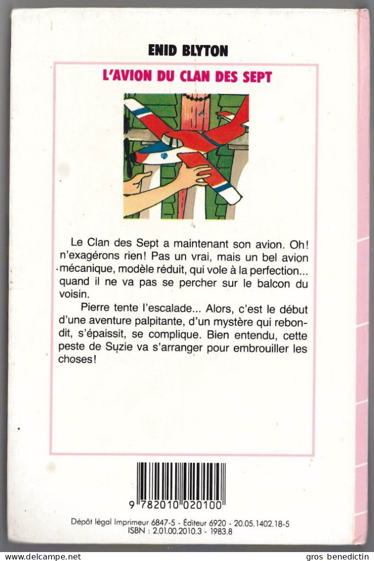 Hachette - Bibliothèque Rose - Le Clan Des Sept - Enid Blyton  - "L'avion Du Clan Des Sept" - 1983 - #Ben&Bly&CD7 - Bibliotheque Rose