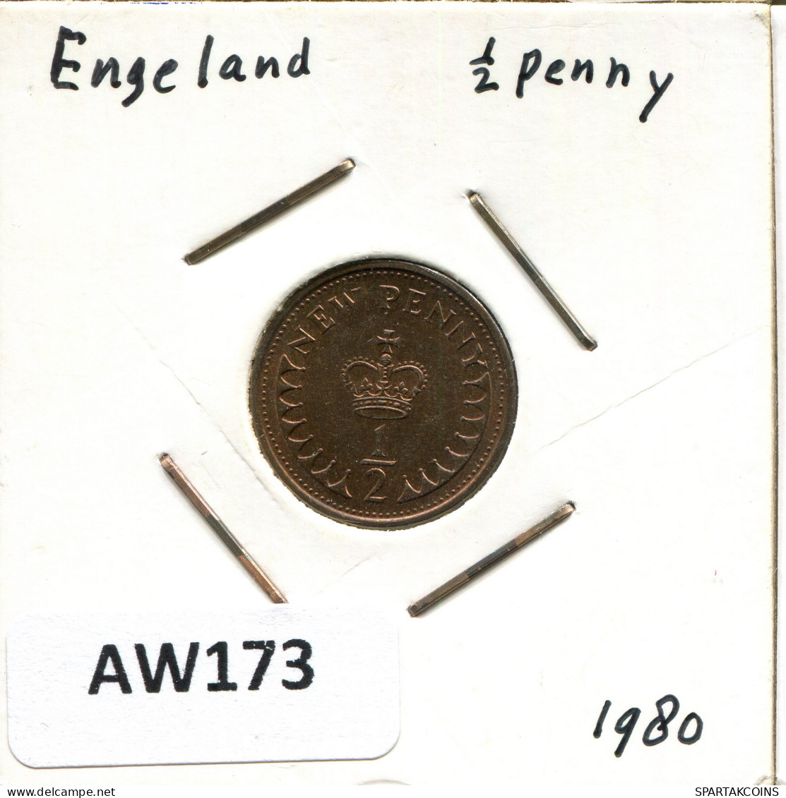 HALF PENNY 1980 UK GREAT BRITAIN Coin #AW173.U - 1/2 Penny & 1/2 New Penny