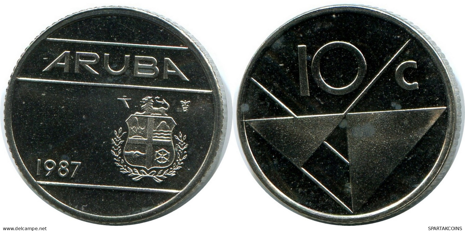 10 CENTS 1987 ARUBA Coin (From BU Mint Set) #AH074.U - Aruba