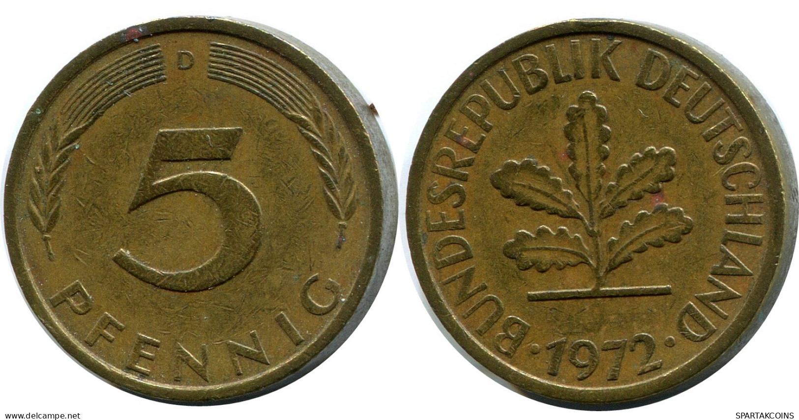 5 PFENNIG 1972 D WEST & UNIFIED GERMANY Coin #AZ468.U - 5 Pfennig