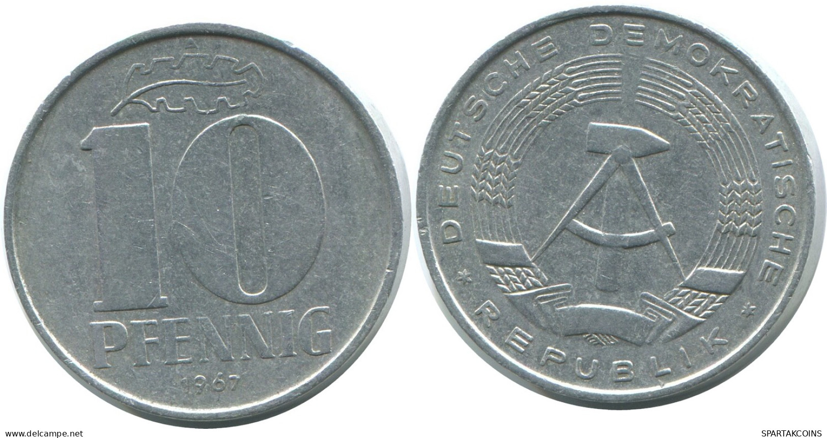 10 PFENNIG 1967 A DDR EAST GERMANY Coin #AE092.U - 10 Pfennig