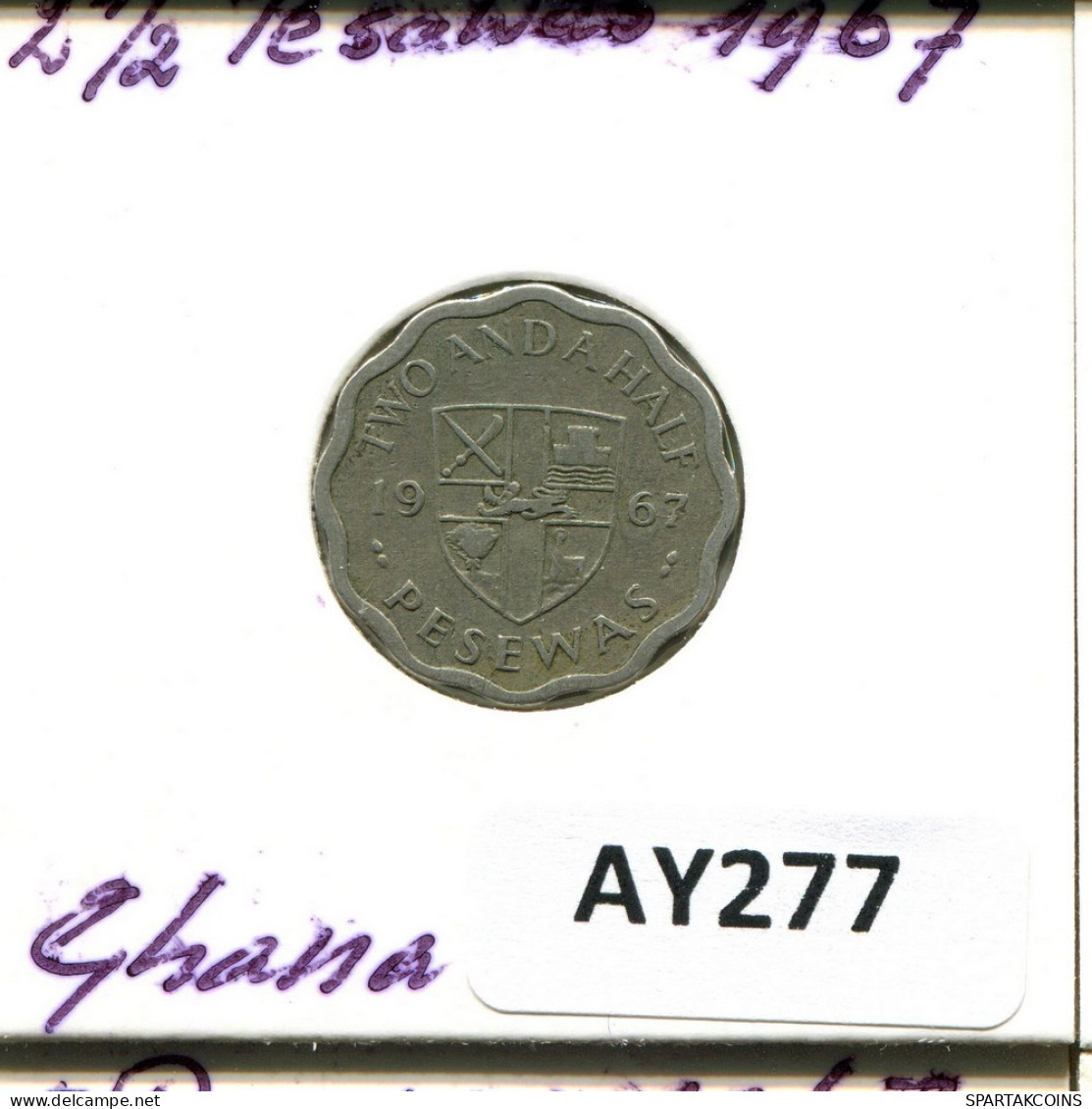 2 1/2 PESEWAS 1967 GHANA Coin #AY277.U - Ghana