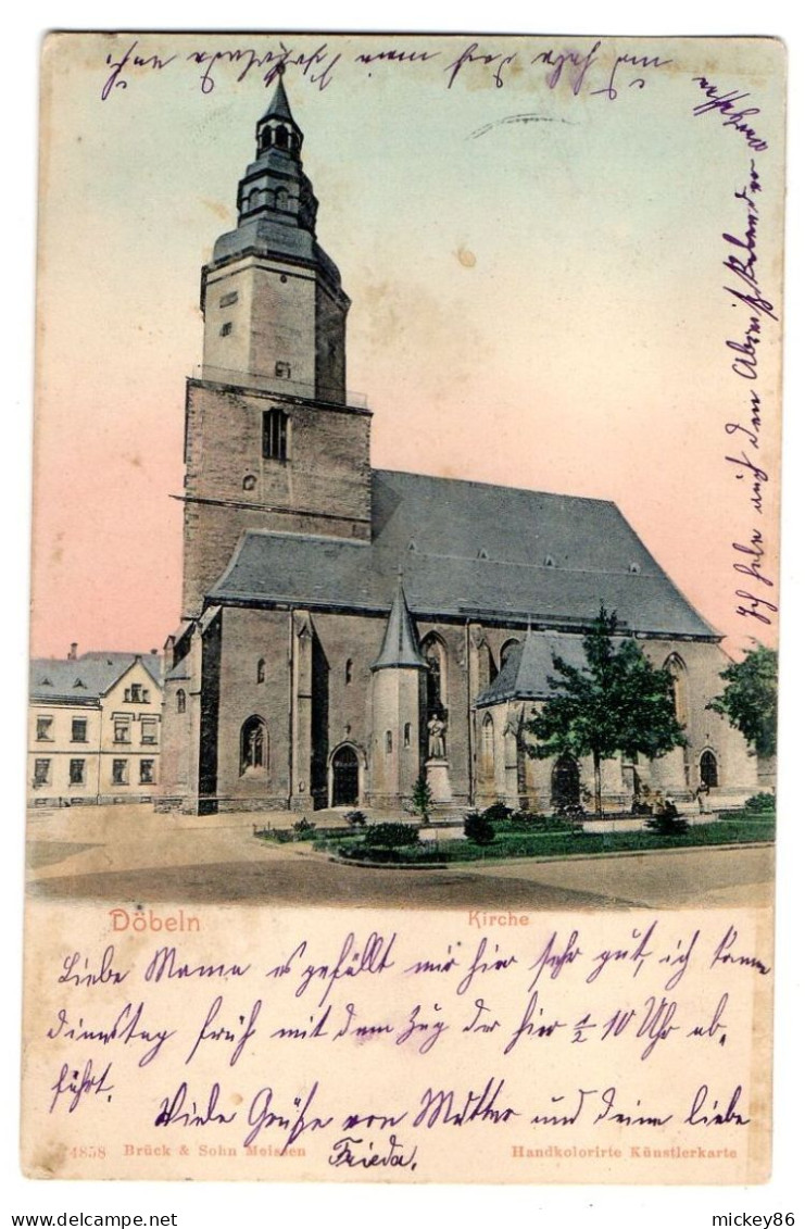 Allemagne  --DOEBELN  -1904 -- Kirche  ...carte Précurseur Colorisée....timbre...cachet - Doebeln