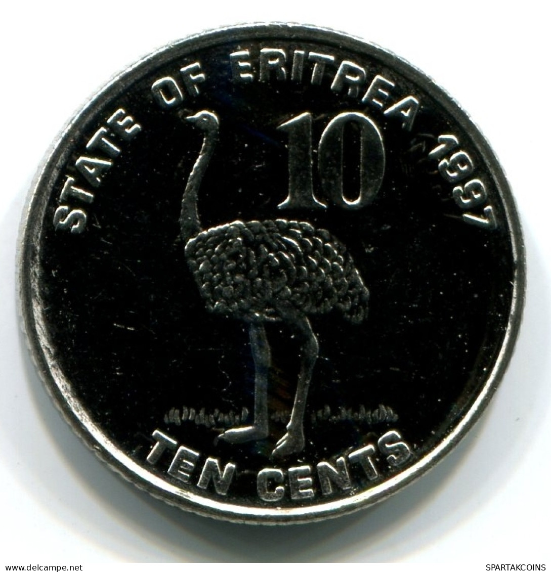 10 CENTS 1997 ERITREA UNC Bird Ostrich Münze #W11270.D - Eritrea