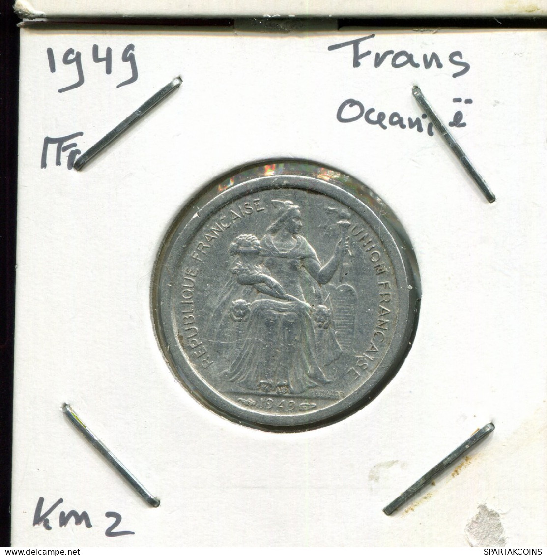 1 FRANC 1949 Französisch OCEANIA Koloniale Münze #AM497.D - Frans-Polynesië