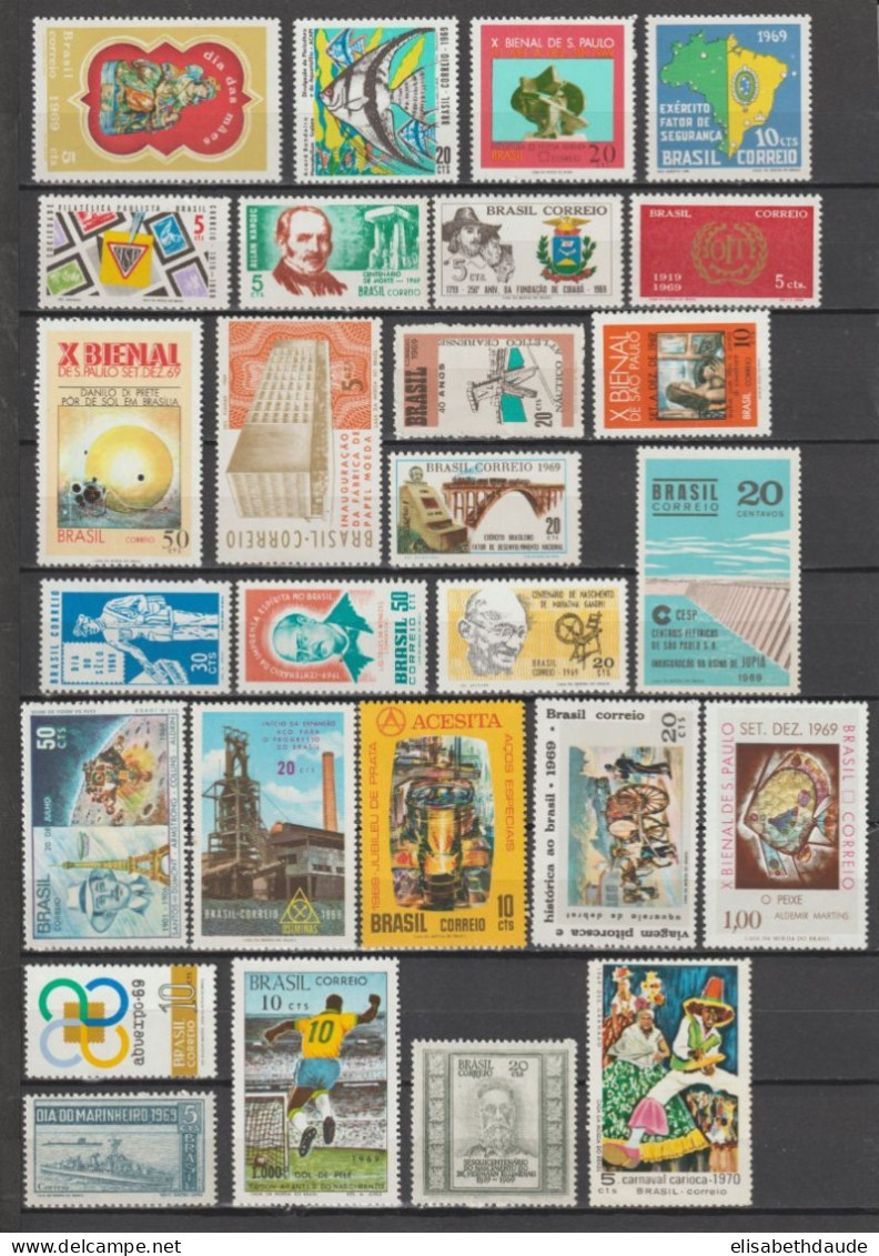 BRESIL - 1967/1969 - COLLECTION PRESQUE COMPLETE ** MNH - COTE YVERT = 134 EUR. - 3 PAGES - Collections, Lots & Series