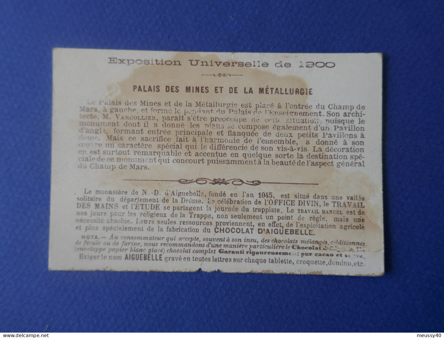 CHROMO  Aiguebelle.  Exposition Universelle Paris 1900   Palais Des Mines & De La Métallurgie - Aiguebelle