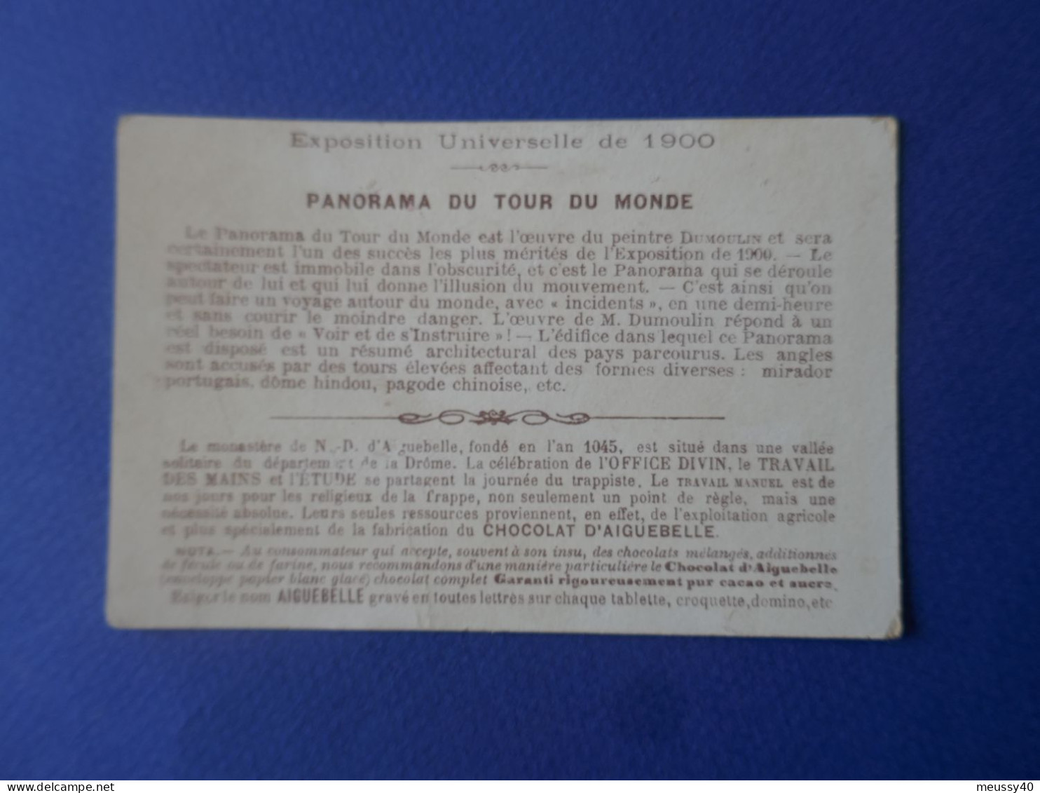 CHROMO  Aiguebelle.  Exposition Universelle Paris 1900   Panorama Du  Tour  Du  Monde - Aiguebelle