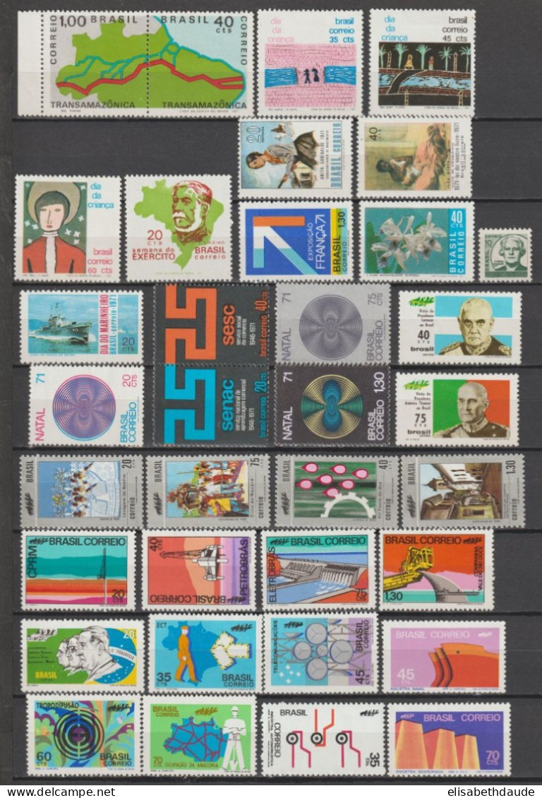 BRESIL - 1970/1972 - COLLECTION PRESQUE COMPLETE ** MNH / * MLH - COTE YVERT = 270 EUR. - 3 PAGES - Lots & Serien