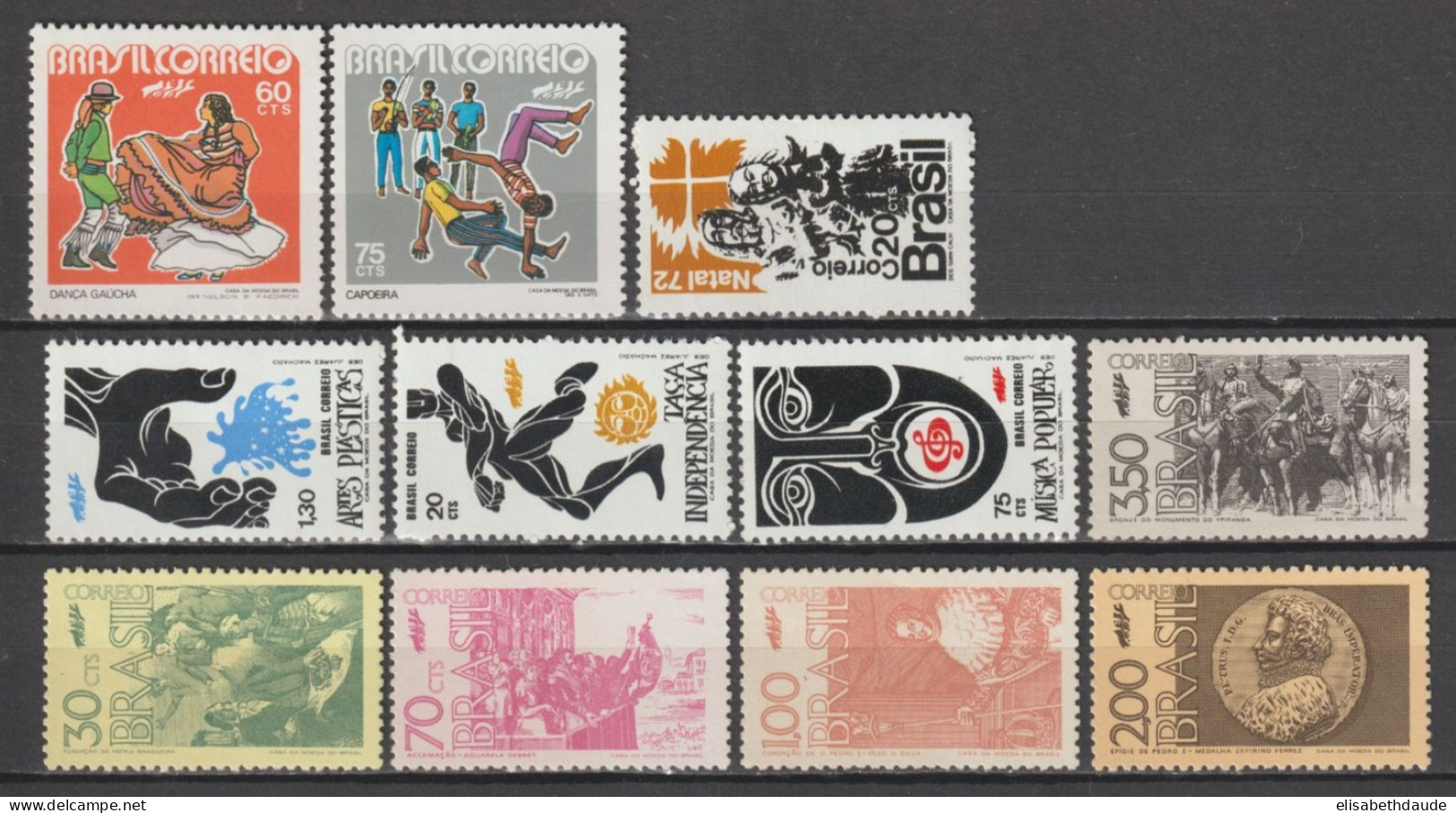 BRESIL - 1970/1972 - COLLECTION PRESQUE COMPLETE ** MNH / * MLH - COTE YVERT = 270 EUR. - 3 PAGES - Colecciones & Series