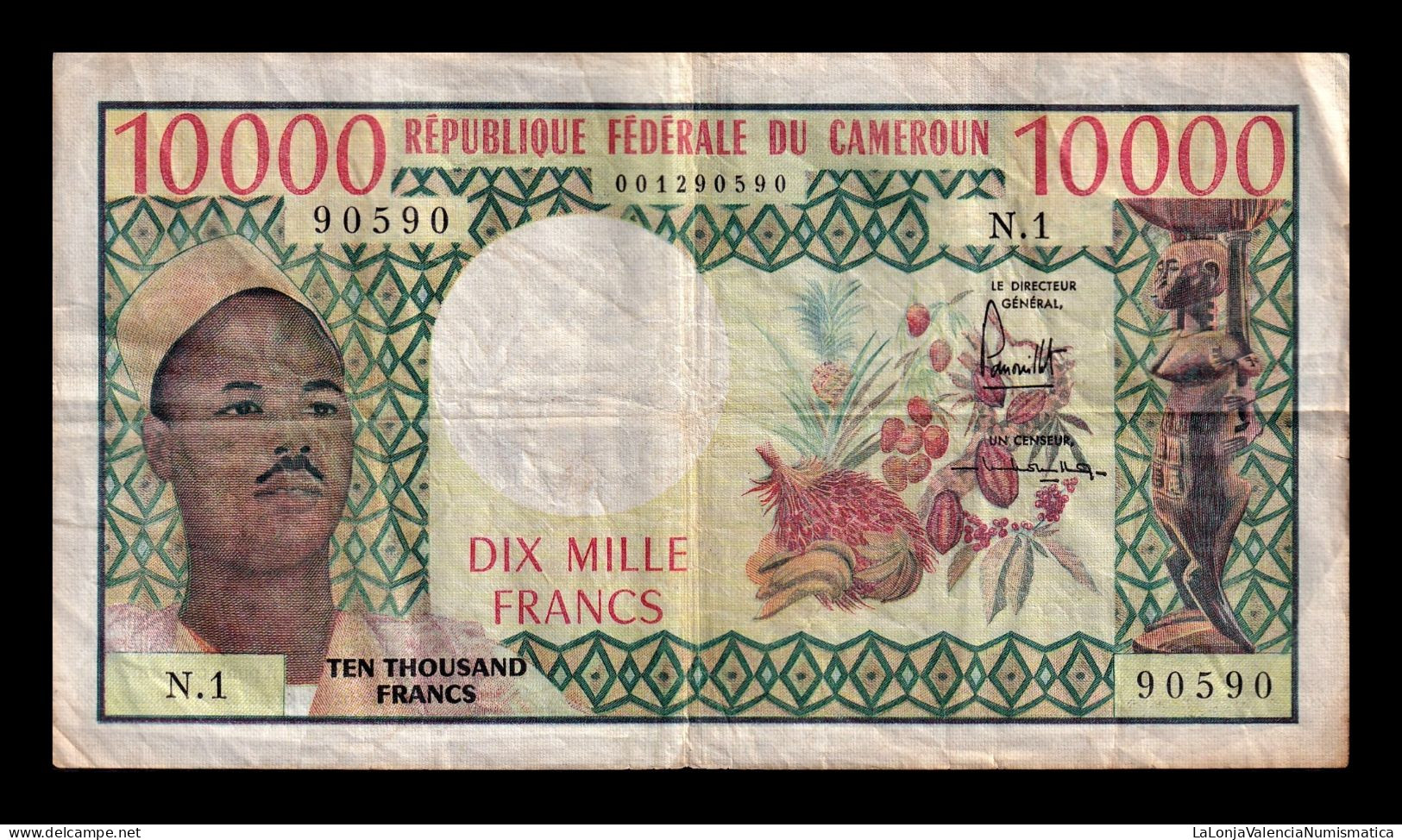 Cameroon Camerún 10000 Francs 1972 Pick 14 Bc/Mbc F/Vf - Kamerun