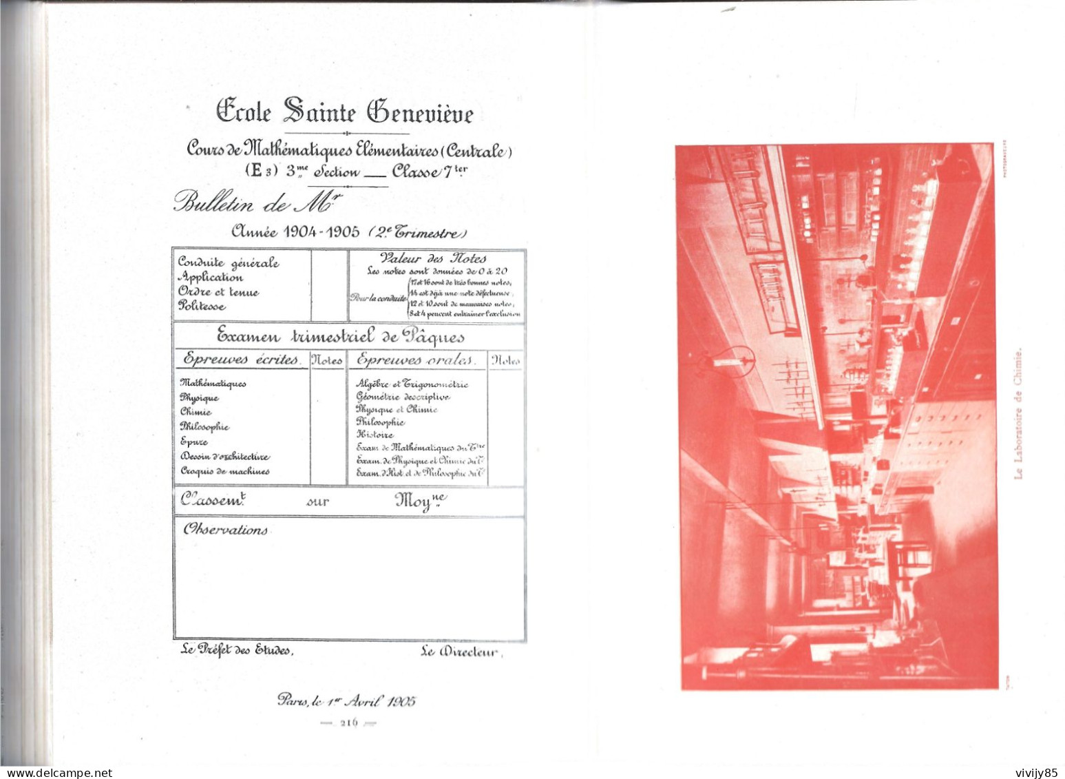 75 - PARIS - Livre ancien de 250 pages " Ecole Ste GENEVIEVE - 1854-1904