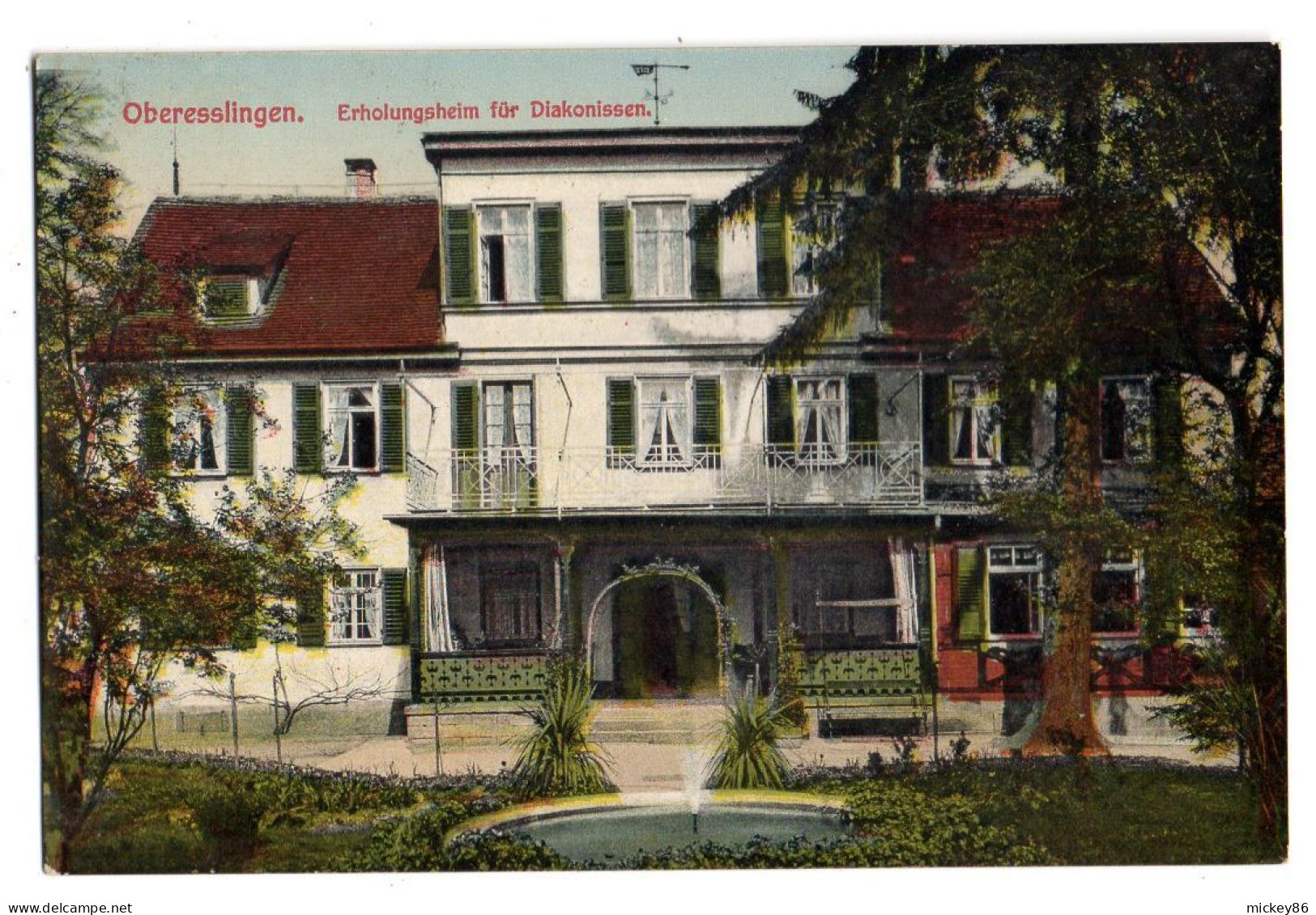 Allemagne--ESSLINGEN--1913-Oberesslingen-Erholungsheim Fuer Diakonissen.... Colorisée....timbre...cachet - Esslingen