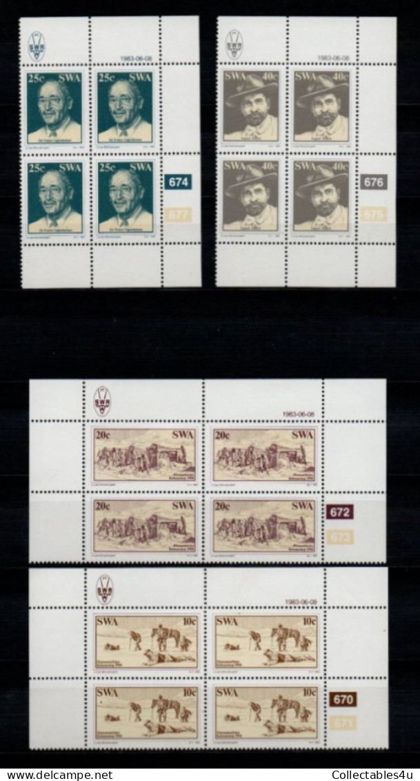1983 SWA South West Africa Cylinder Blocks Set MNH ThematicsDiamond Findings In Luderitz (SB4-007) - Nuevos