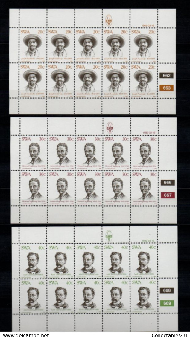 1983 SWA South West Africa Cylinder Blocks Set MNH Thematics Full Sheet Of 10 Stamps  (SB4-008) - Nuovi