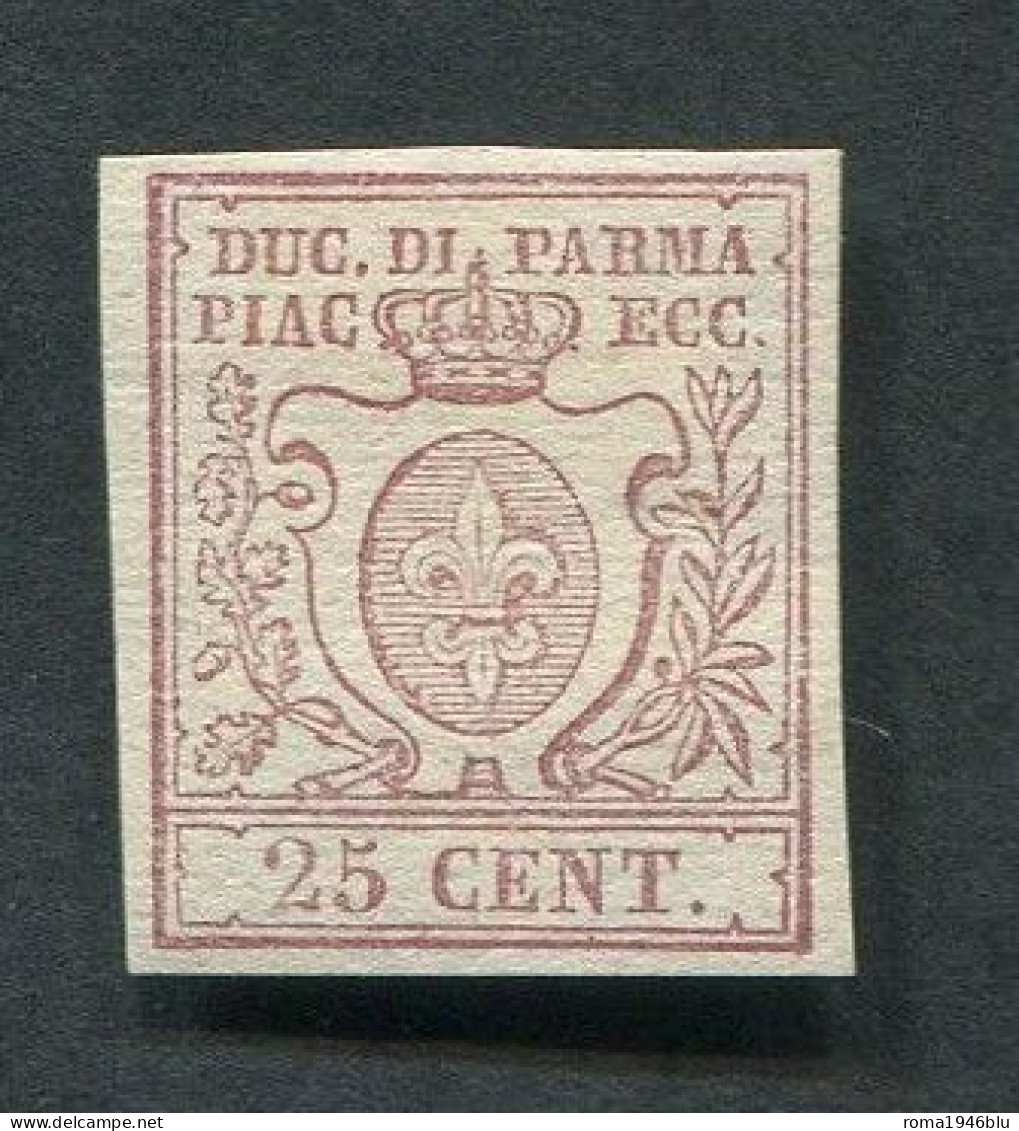 PARMA 1857-59 GIGLIO BORBONICO 25 C. * GOMMA ORIGINALE CERT. THE LUTZ COMMITTEE - Parma