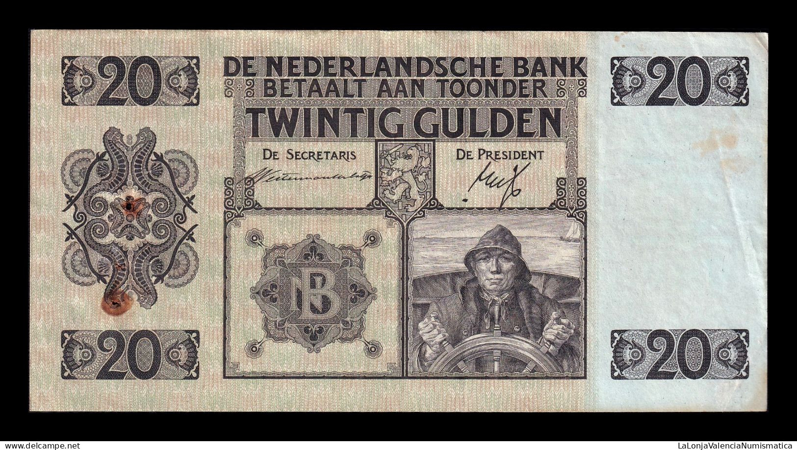 Holanda Netherlands 20 Gulden 1936 Pick 44(2) Mbc Vf - 25 Florín Holandés (gulden)