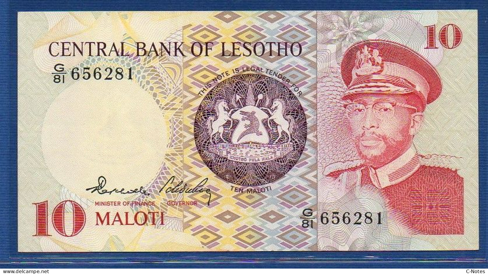 LESOTHO - P. 6b – 10 Maloti 1981 AUNC, S/n G/81 656281 - Lesoto