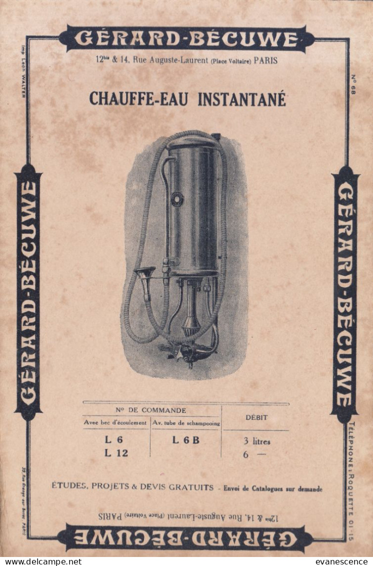 Buvard :   Gérard  Bécuwe  :  Chauffe-eau Instantané  (traces)   ///  Réf.  Mai. 23 - Electricity & Gas