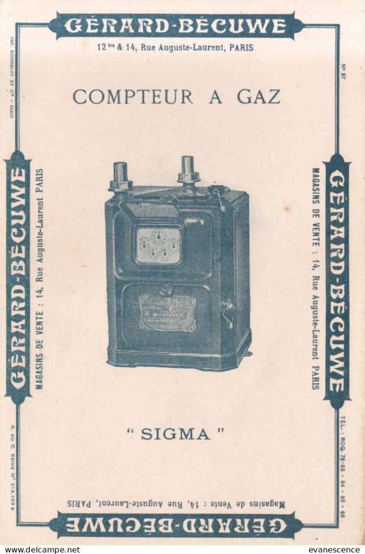 Buvard :   Gérard  Bécuwe  :  Compteur à Gaz   ///  Réf.  Mai. 23 - Electricité & Gaz