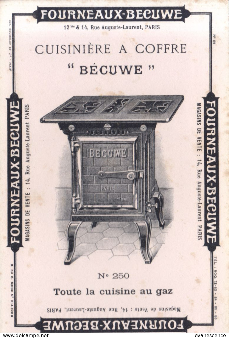 Buvard :   Gérard  Bécuwe  :  Cuisinière à Coffre   ///  Réf.  Mai. 23 - Electricité & Gaz