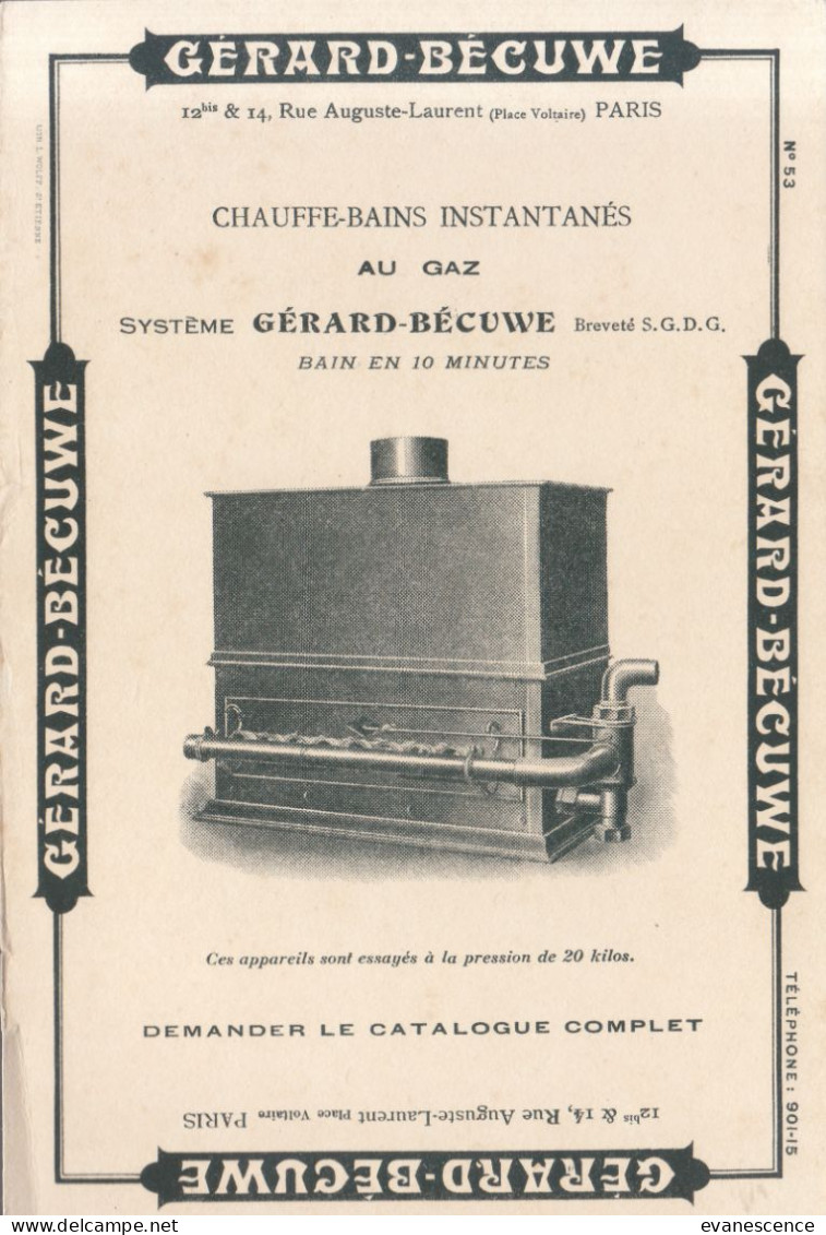 Buvard :   Gérard  Bécuwe  :  Chauffe-bains Instantanés à Gaz    ///  Réf.  Mai. 23 - Electricity & Gas