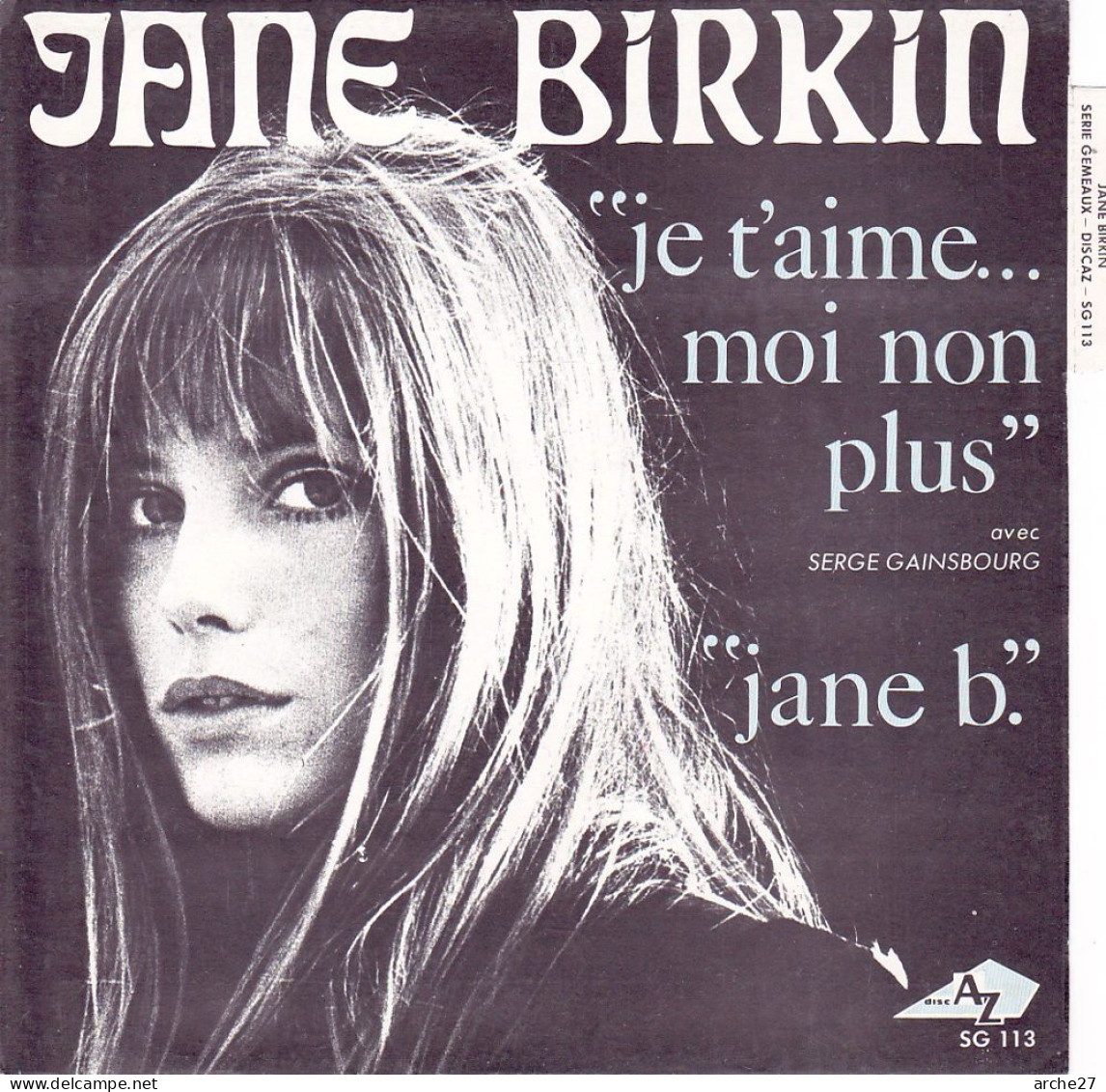 POCHETTE SP 45 TOURS (languette) Jane BIRKIN - SG 113 (sans Disque) - Accessories & Sleeves