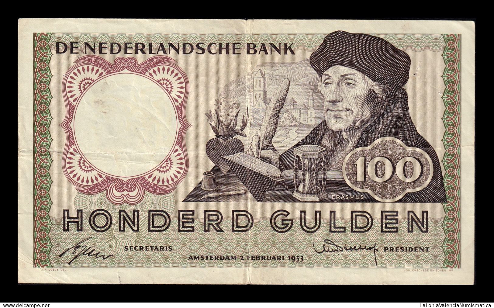 Holanda Netherlands 100 Gulden 1953 Pick 88 Mbc- Vf- - [1] …-1815 : Ante Regno