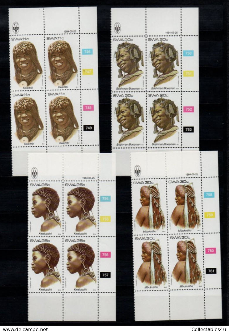 1984 SWA South West Africa Cylinder Blocks Set MNH Thematics Female Headresses  (SB4-018) - Nuovi