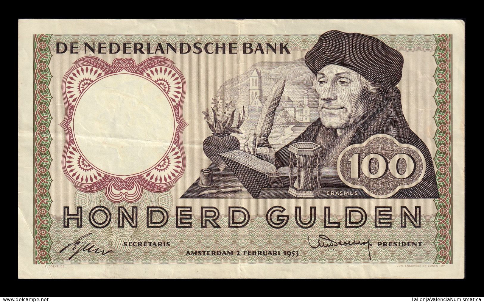 Holanda Netherlands 100 Gulden 1953 Pick 88 Mbc/+  Vf/+ - [1] …-1815 : Ante Regno