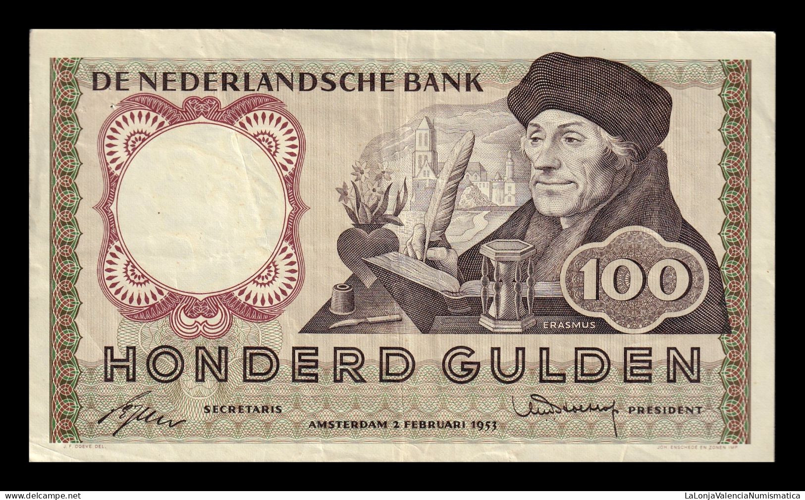 Holanda Netherlands 100 Gulden 1953 Pick 88 Mbc/+  Vf/+ - [1] …-1815 : Pre-Koninkrijk