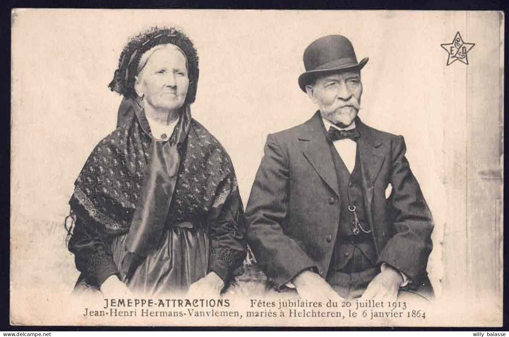 +++ CPA - JEMEPPE SUR MEUSE - Attractions - Fêtes Jubilaires 1913 - Couple Hermans-Vanvlemen Mariés HELCHTEREN 1864  // - Seraing