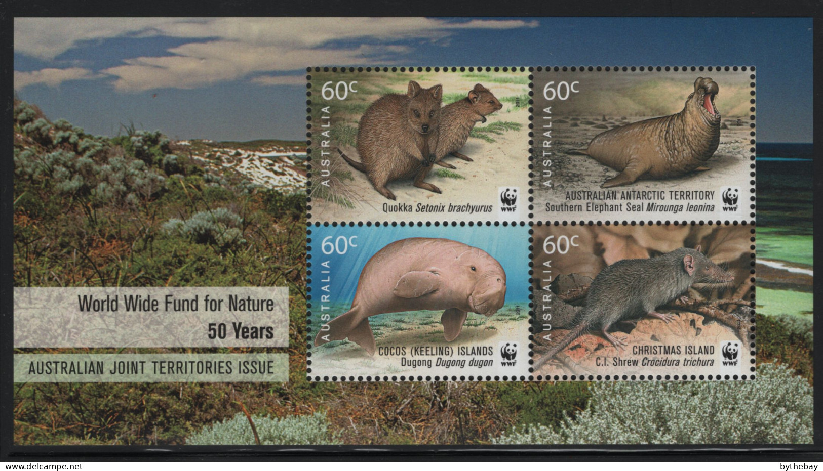 Australia 2011 MNH Sc 3564b 60c Quokka, Seal, Dugong, Shrew Sheet - Mint Stamps