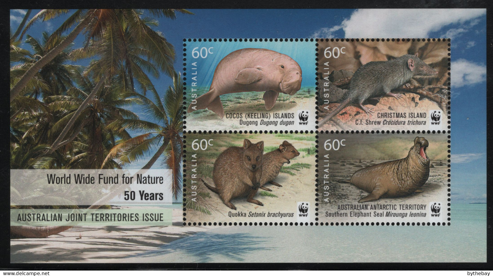 Australia 2011 MNH Sc 3564d 60c Quokka, Seal, Dugong, Shrew Sheet - Mint Stamps