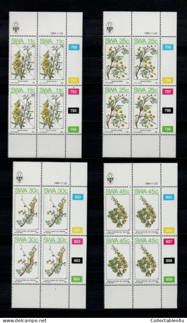 1984 SWA South West Africa Cylinder Blocks Set MNH Thematics Flowers Acasias In Spring (SB4-022) - Nuovi