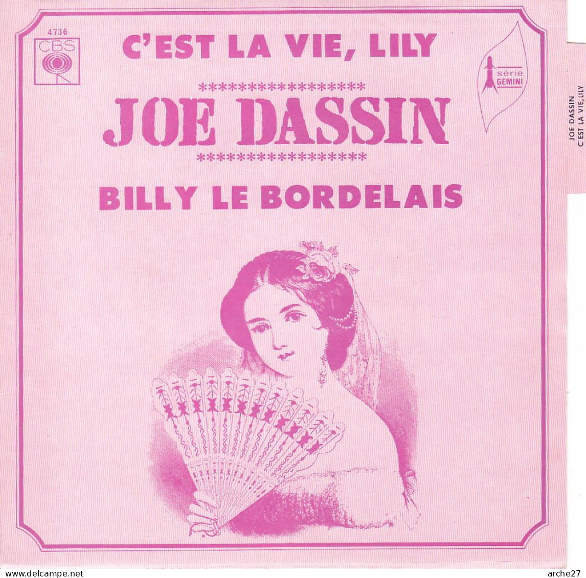 POCHETTE SP 45 TOURS (languette) Joe DASSIN - 4736 (sans Disque) - Accessories & Sleeves