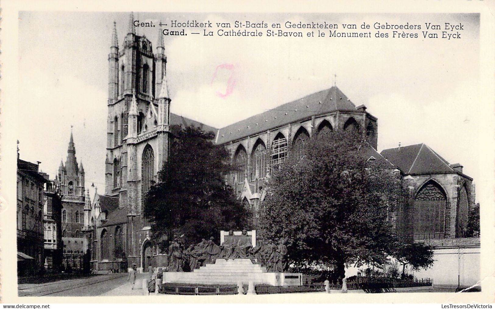 BELGIQUE - GAND - La Cathédrale St Bavon Et Le Monument Des Frères Van Eyck  - Carte Postale Ancienne - Gent