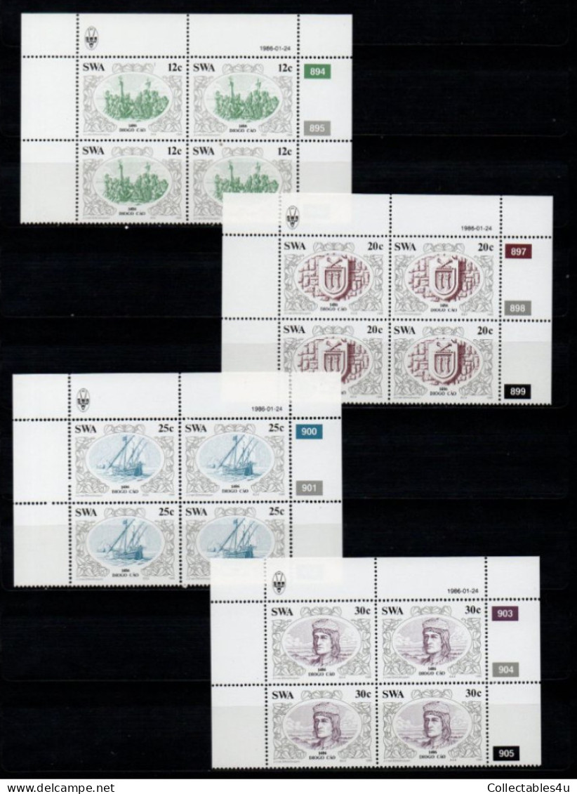 1985 SWA South West Africa Cylinder Blocks Set MNH Thematics Diego Cao  (SB4-032) - Nuovi